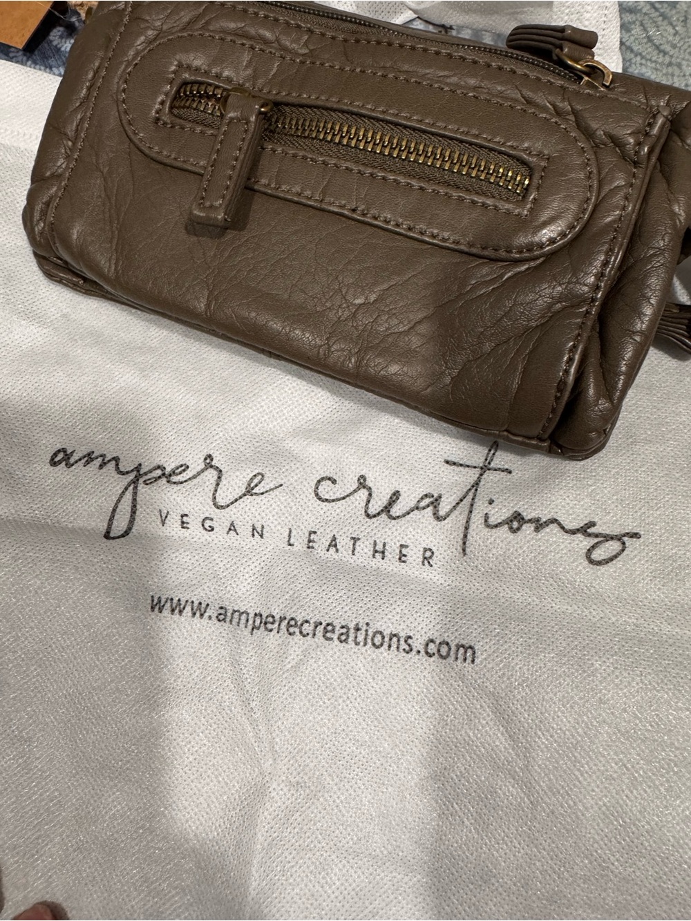 Brown Vegan Leather Wrislet/Crossbody Bag